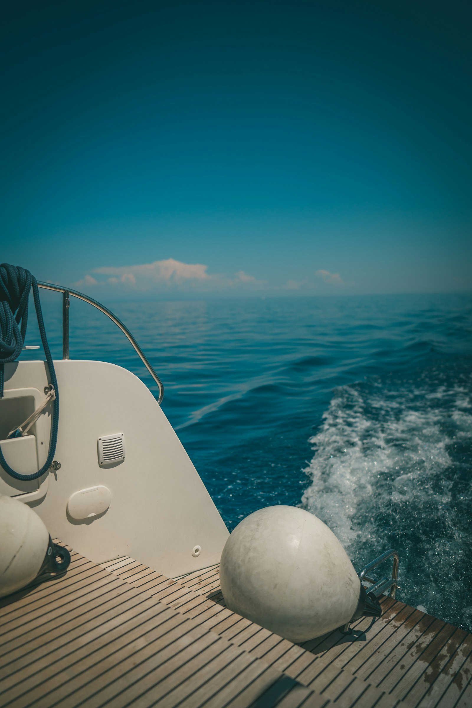 View from a yacht over the blue waters of Lefkada